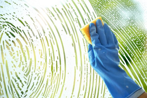 Staff member trained in safe carpet cleaning procedures